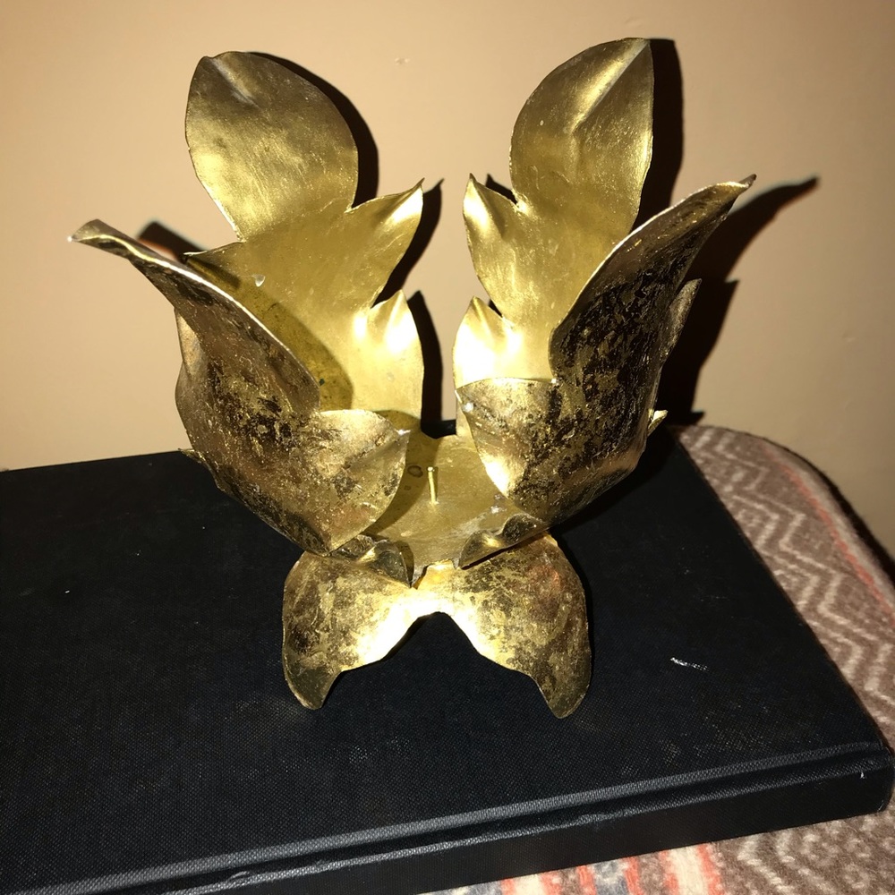 Brass flower candle holder